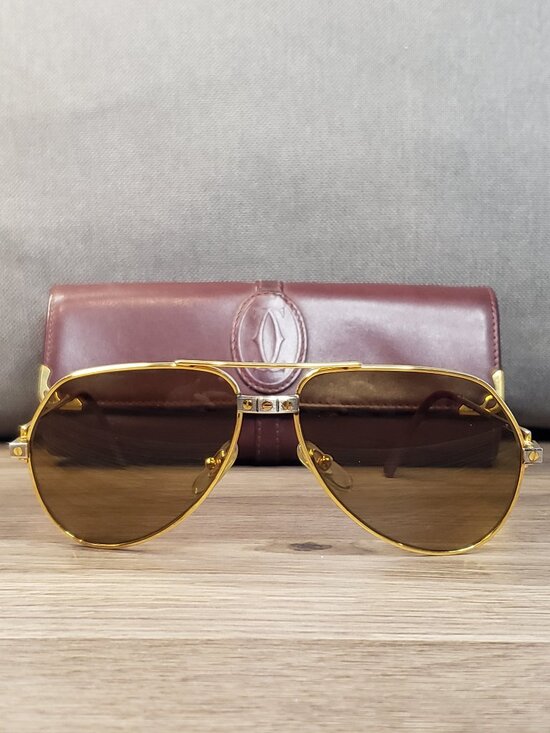 Cartier Santos Vendôme Aviator Sunglasses – Vintage Authentic Gold Frame w/ Case main image 15
